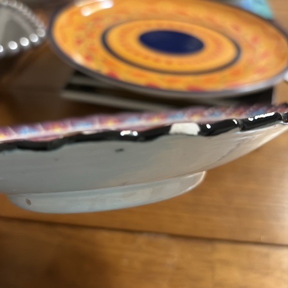 Turkish Hand Painted Raided Enamel decorative plate as is - Picture 7 of 7